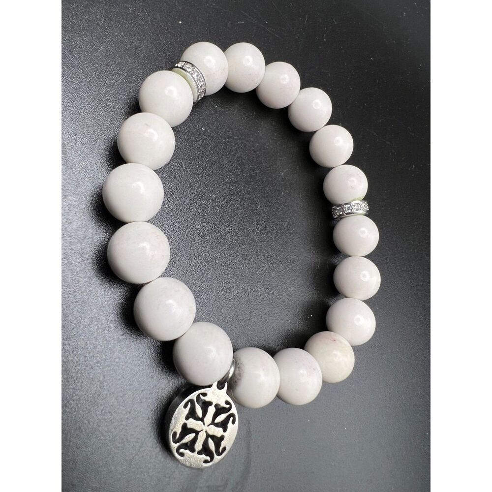 Rustic Cuff White Stretch Bracelet - image 4